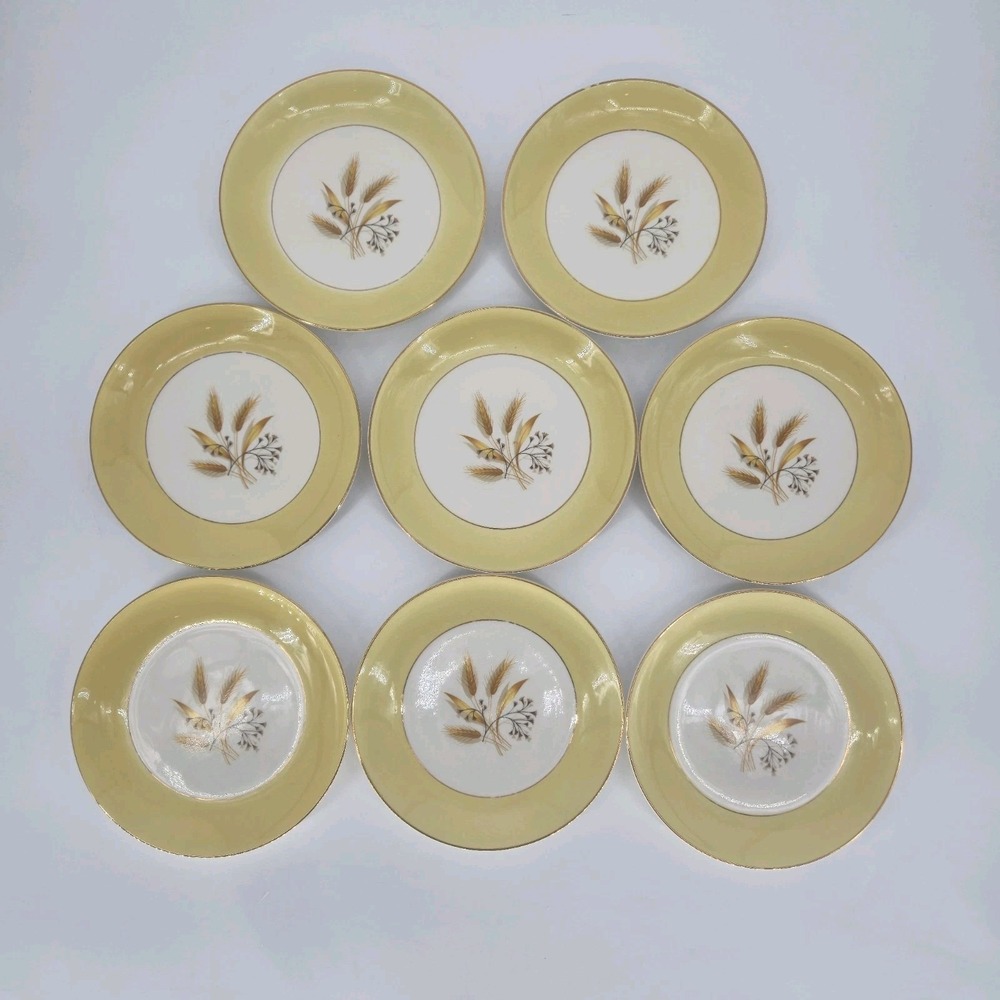 Century Service Corp Autumn Gold 7.25" Dessert Plates Set 8 Semi Vitreous USA